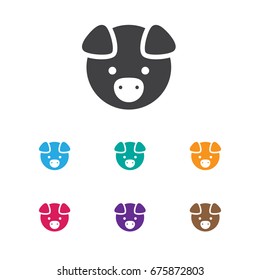 Vector Illustration Of Zoology Symbol On Pig Icon. Premium Quality Isolated Hog Element In Trendy Flat Style.