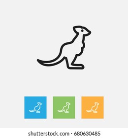 Vector Illustration Of Zoology Symbol On Kangaroo Outline. Premium Quality Isolated Wallaby Element In Trendy Flat Style.