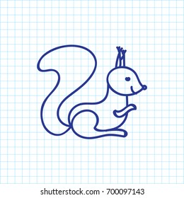 Vector Illustration Of Zoology Symbol On Squirrel Doodle. Premium Quality Isolated Chipmunk  Element In Trendy Flat Style.