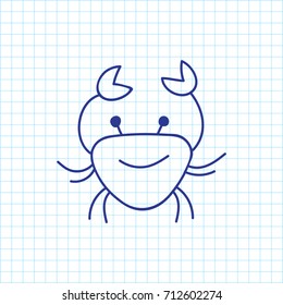 Vector Illustration Of Zoology Symbol On Crab Doodle. Premium Quality Isolated Cancer Element In Trendy Flat Style.