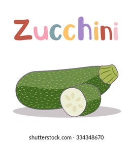 Vector illustration of zucchini. Cute alphabet in vector. Z letters. Funny cartoon.