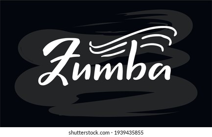 Vector illustration of zumba isolated word for banner, poster, business card, dancing club advertisement, signage design. Creative handwritten text for the internet or print
