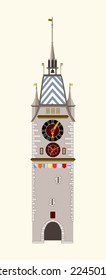 Vector Illustration of Zytturm Clock Tower in the Swiss City of Zug, Switzerland