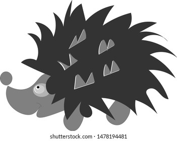 Vector illustration.A black hedgehog on a white background.