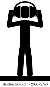 Vector / illustration.A man is listening to music with his headphones. 