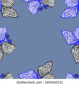  Vector illustration.Abstract bright frame in the form of butterflies in the sky.