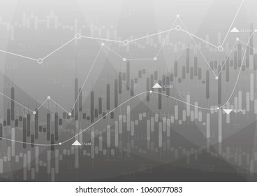 Vector illustration.Abstract financial chart with up trend line graph  in stock market on gray color background.
