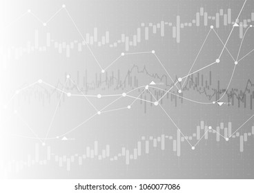 Vector illustration.Abstract financial chart with up trend line graph  in stock market on gray color background.