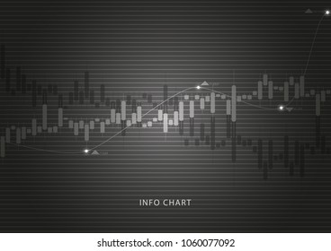 Vector illustration.Abstract financial chart with up trend line graph  in stock market on gray color background.
