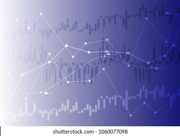 Vector illustration.Abstract financial chart with up trend line graph  in stock market on blue color background.