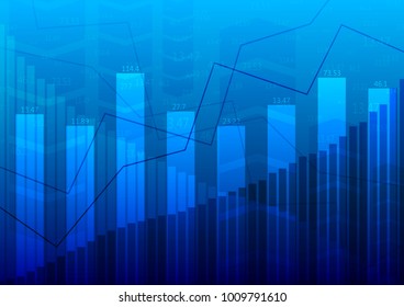 Vector illustration.abstract financial chart with uptrend line graph and numbers in stock market.