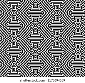  Ilustración del vector.Resumen de mosaico blanco y negro sin fisuras 
