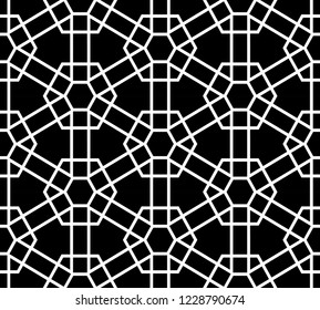  Vector illustration.Abstract seamless black and white tile 
