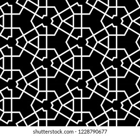  Ilustración del vector.Resumen de mosaico blanco y negro sin fisuras 