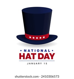vector ilustrativo del día del sombrero nacional, concepto de diseño plano, diseño gráfico para banner, Celebrado cada año el 15 de enero con Fedora Hats, Cap, Cloche o Derby en caricatura plana