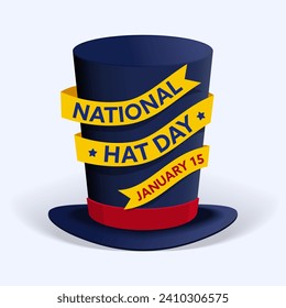 vector illustrational of national hat day, Flat design concept, graphic designe for banner, Celebrated Each Year on January 15th with Fedora Hats, Cap, Cloche or Derby in Flat Cartoon