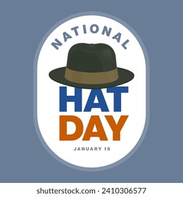 vector illustrational of national hat day, Flat design concept, graphic designe for banner, Celebrated Each Year on January 15th with Fedora Hats, Cap, Cloche or Derby in Flat Cartoon