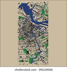 Vector Illustration.Amsterdam plan. Elements of this image furnished by OpenStreetMap.