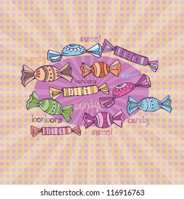 Vector illustration,background  with candy