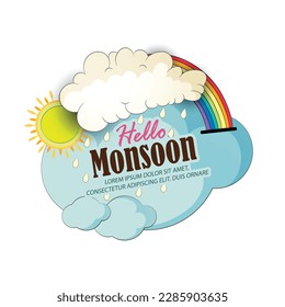 vector illustration,Banner Monsoon season Offer or Sale for Monsoon season.
