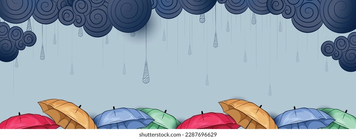 vector illustration,Banner Monsoon season Offer or Sale for Monsoon season.
