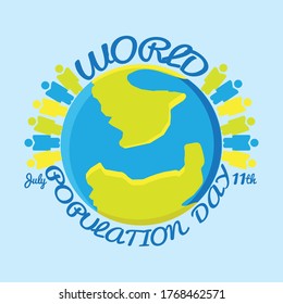 Ilustración vectorial, pancarta o afiche del Día Mundial de la Población. concepto del día mundial de la población.