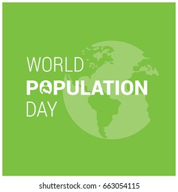 Vector illustration,banner or poster of world population day. Globe. Green Background