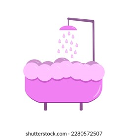 Vector illustration.Bath. Grooming.Dog Grooming.Home Grooming.Pet Salon.Clean Dog.Foam.Bubbles.Soap.Shampoo.Shower.Water.Drips.Fragrant.Spa.Relax.Wash.Enjoy.Fragrance.Sparkle.Squeak.Wool. EPS 10.