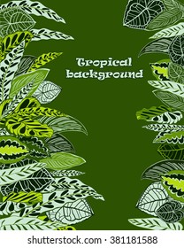 Vector illustration.Beautiful background of tropical plants, handmade, seamless pattern. All elements are not cropped and hidden under mask. 