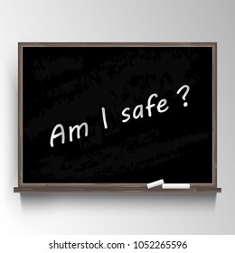 Vector illustration.Blackboard and student`s question about safe.Concept of violence at schools.