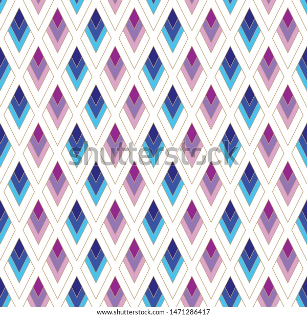 ベクターイラスト 青と紫のシェード付きダイヤモンドのシームレスなリピートパターン 背景や壁紙に最適 のベクター画像素材 ロイヤリティフリー