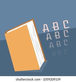 Vector illustration.Book and letters ABC next to it.