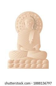 Vector illustration,Buddha statue in meditation on white background