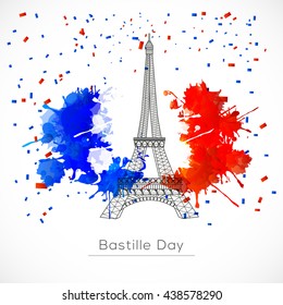 Vector illustration,card,banner or poster for the French National Day.Happy Bastille Day.