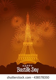 Vector illustration,card,banner or poster for the French National Day.Happy Bastille Day.