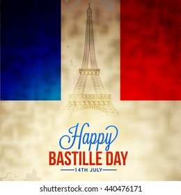 Vector illustration,card,banner or poster for the French National Day.Happy Bastille Day.