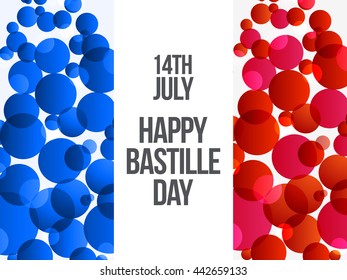 Vector illustration,card,banner or poster for the French National Day.Happy Bastille Day.