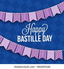 Vector illustration,card,banner or poster for the French National Day.Happy Bastille Day.