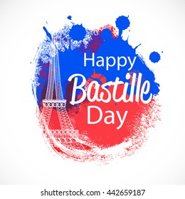 Vector illustration,card,banner or poster for the French National Day.Happy Bastille Day.