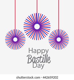 Vector illustration,card,banner or poster for the French National Day.Happy Bastille Day.