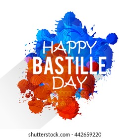 Vector illustration,card,banner or poster for the French National Day.Happy Bastille Day.