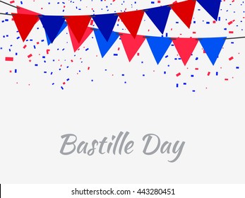 Vector illustration,card,banner or poster for the French National Day.Happy Bastille Day.