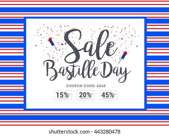 Vector illustration,card,banner or poster for the French National Day.Happy Bastille Day.