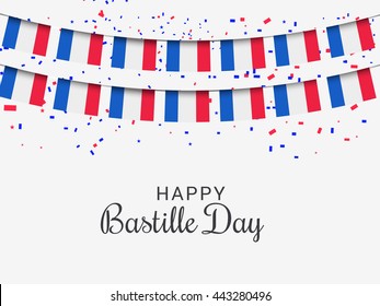 Vector illustration,card,banner or poster for the French National Day.Happy Bastille Day.