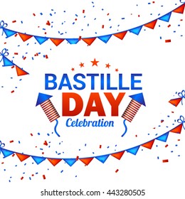 Vector illustration,card,banner or poster for the French National Day.Happy Bastille Day.