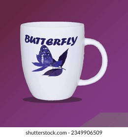  Vector illustration.Ceramic white mug.Glossy mug for drinks. White  realistic isolated mup.  