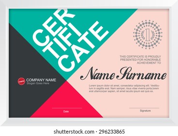 Vector illustration,certificate template with clean and modern pattern