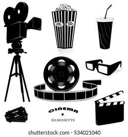 Vector illustration.Cinema symbols vector set