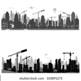 Vector Illustration.City Skyline.Construction