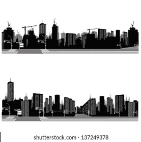 Vector illustration.City skyline.Construction